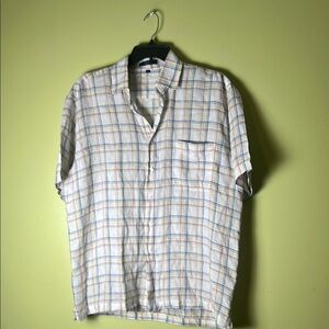 Alan flusser 💯 percent LinenMen's Multicolor Plaid Shirt